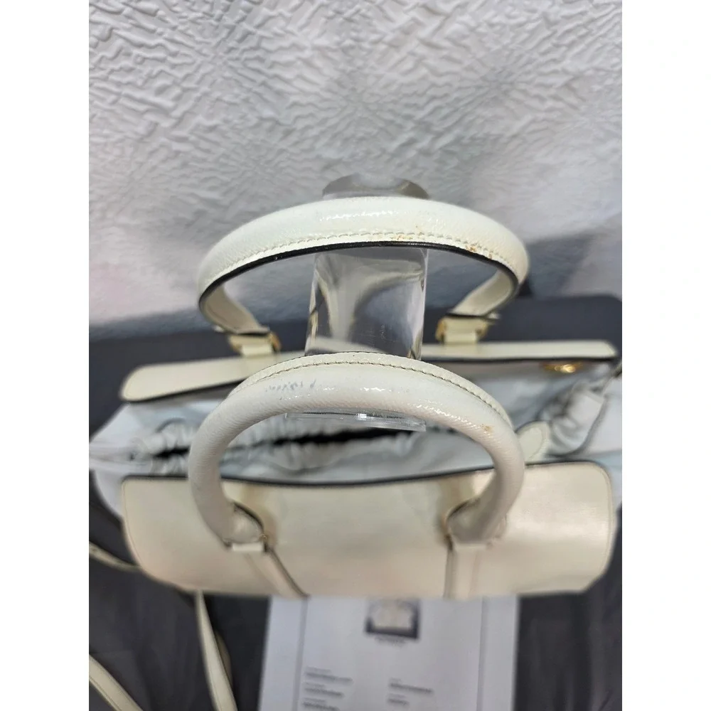 Burberry Chatton Ivory Leather Drawstring Tote Satchel Bag Wt‎ Gold Hardware COA